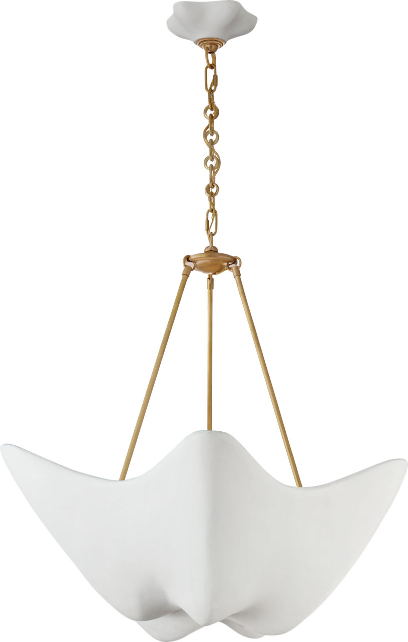 Cosima Medium Chandelier in Hand-Rubbed Antique Brass with Plaster White Shade