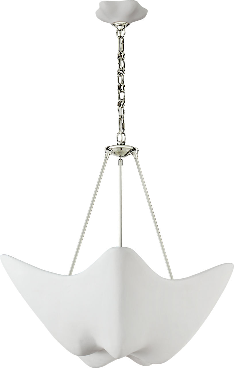 Cosima Medium Chandelier in Polished Nickel with Plaster White Shade