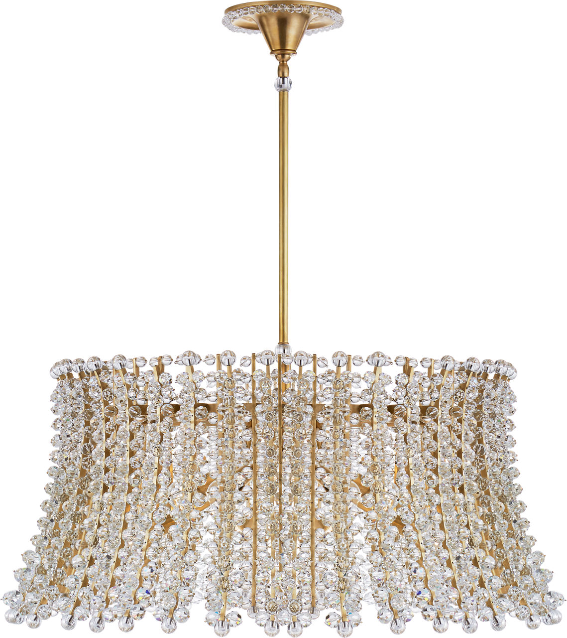 Serafina Large Drum Chandelier in Hand-Rubbed Antique Brass with Crystal