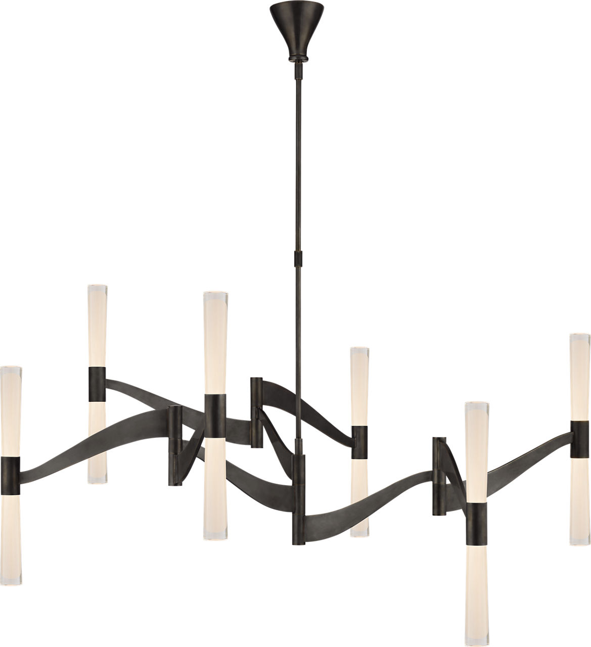 Brenta Grande Chandelier in Bronze with White Glass
