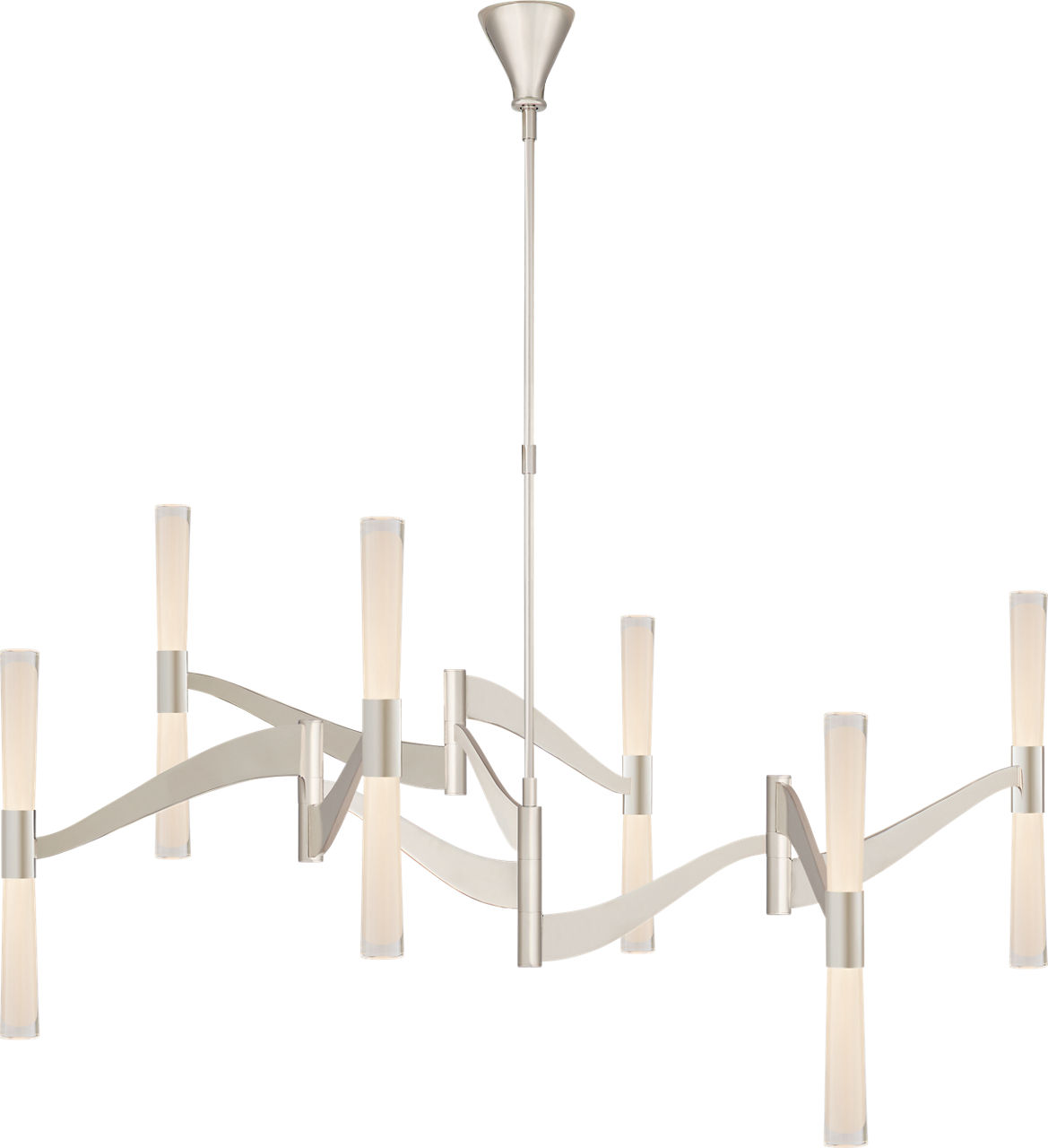 Brenta Grande Chandelier in Polished Nickel with White Glass