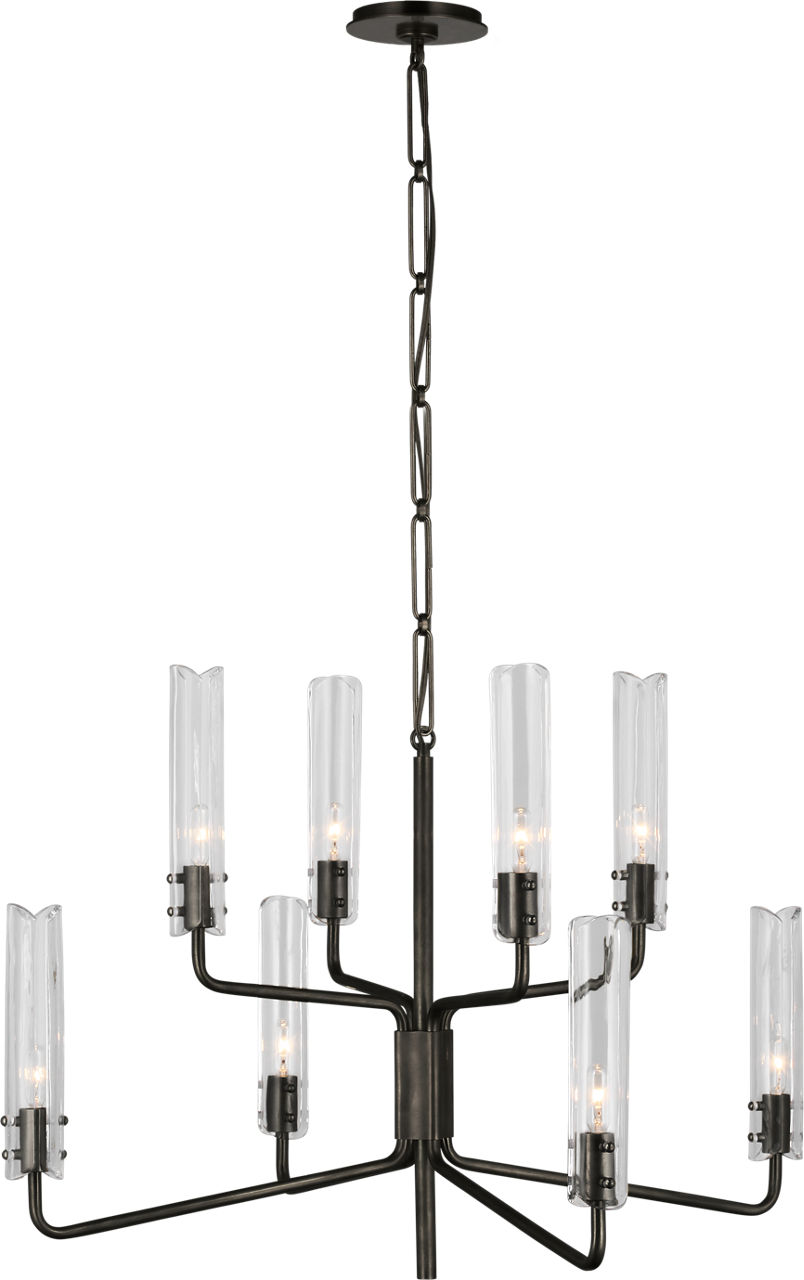 Casoria Medium Two-Tier Chandelier in Bronze with Clear Glass