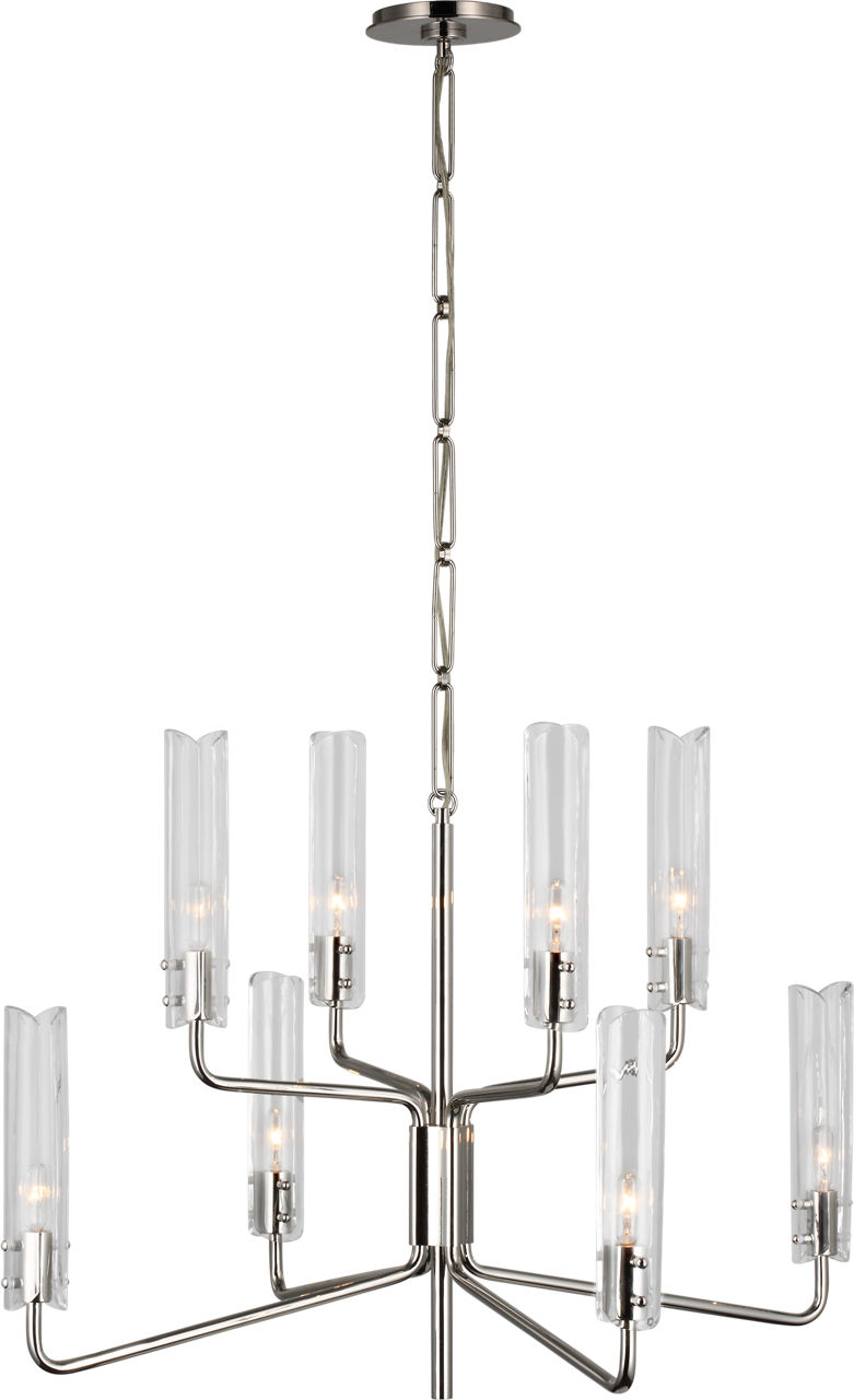 Casoria Medium Two-Tier Chandelier in Polished Nickel with Clear Glass