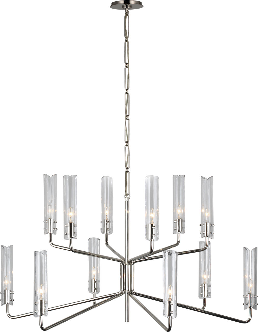Casoria Large Two-Tier Chandelier in Polished Nickel with Clear Glass