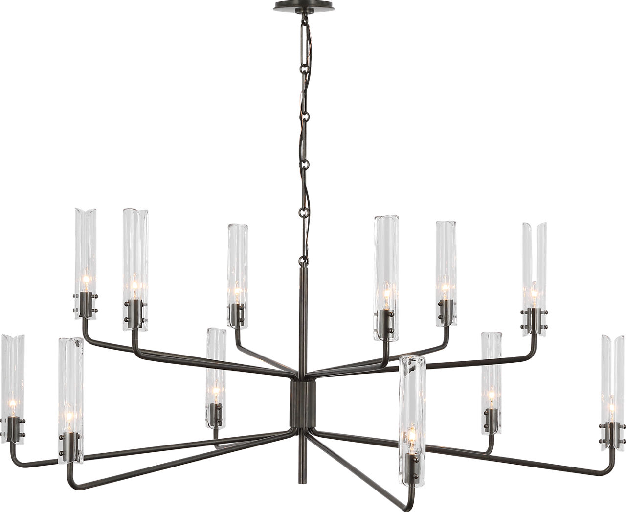 Casoria Grande Two Tier Chandelier in Bronze with Clear Glass