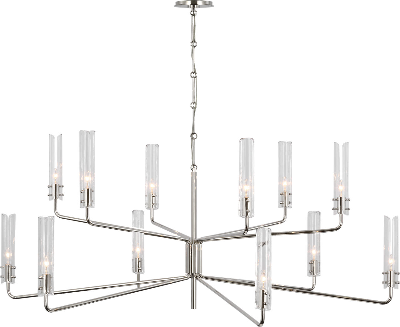 Casoria Grande Two Tier Chandelier in Polished Nickel with Clear Glass