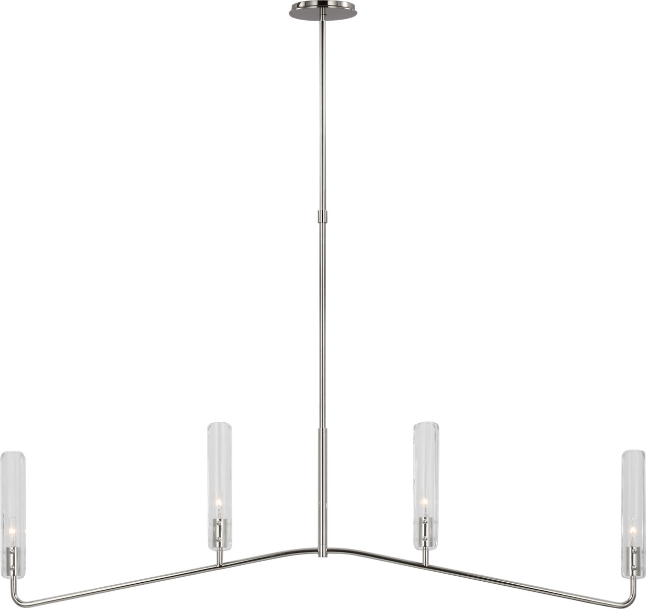 Casoria Large Linear Chandelier in Polished Nickel with Clear Glass