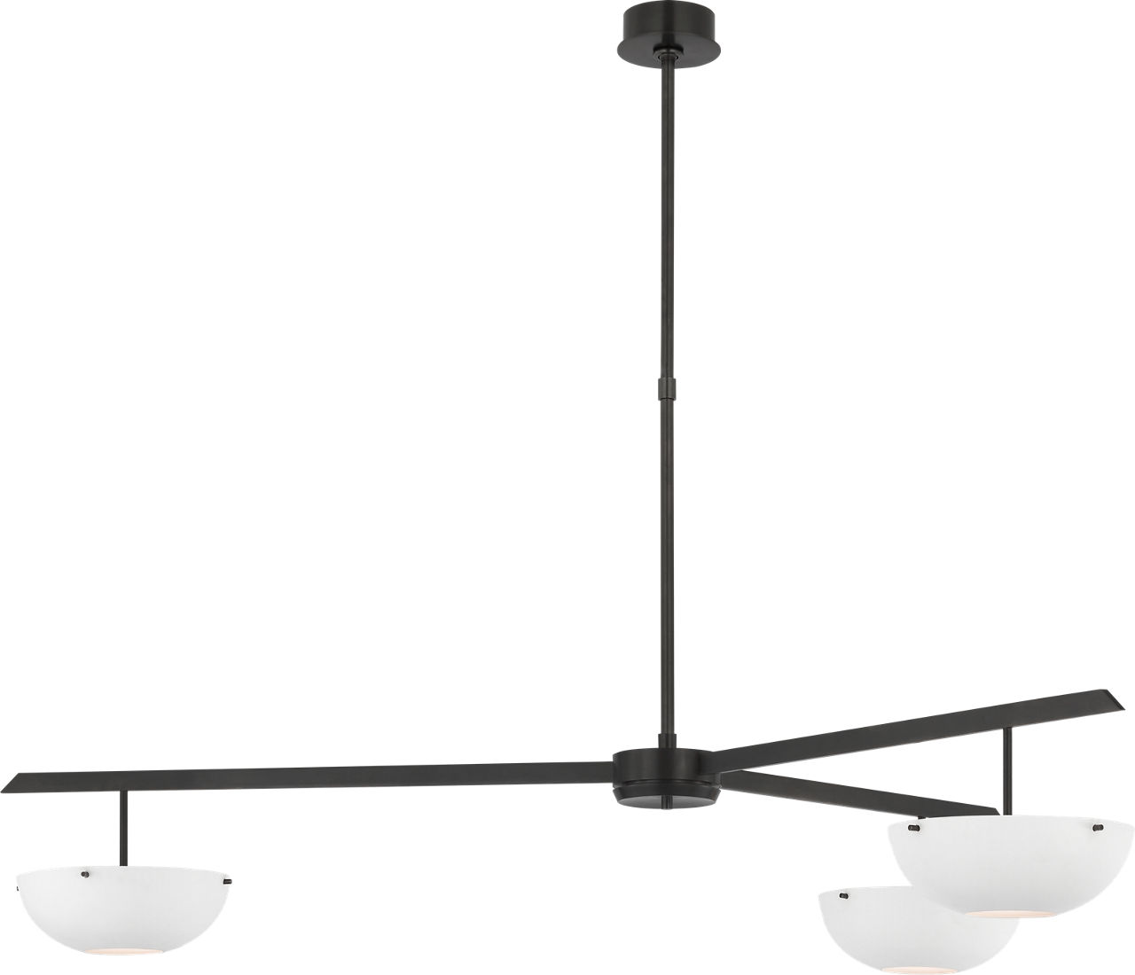 Valencia Extra Large Three Light Chandelier in Bronze with Matte White