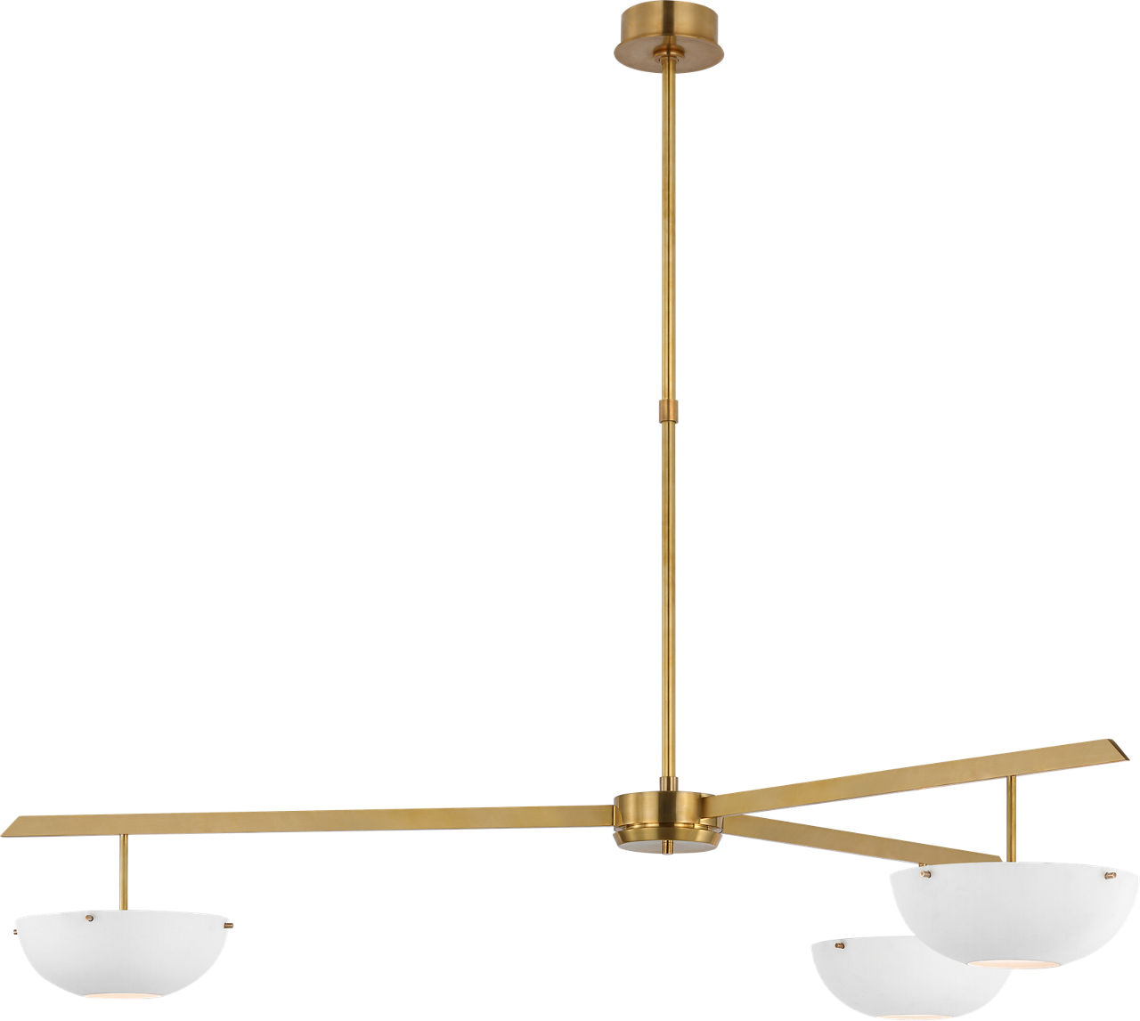 Valencia Extra Large Three Light Chandelier in Hand-Rubbed Antique Brass with Matte White