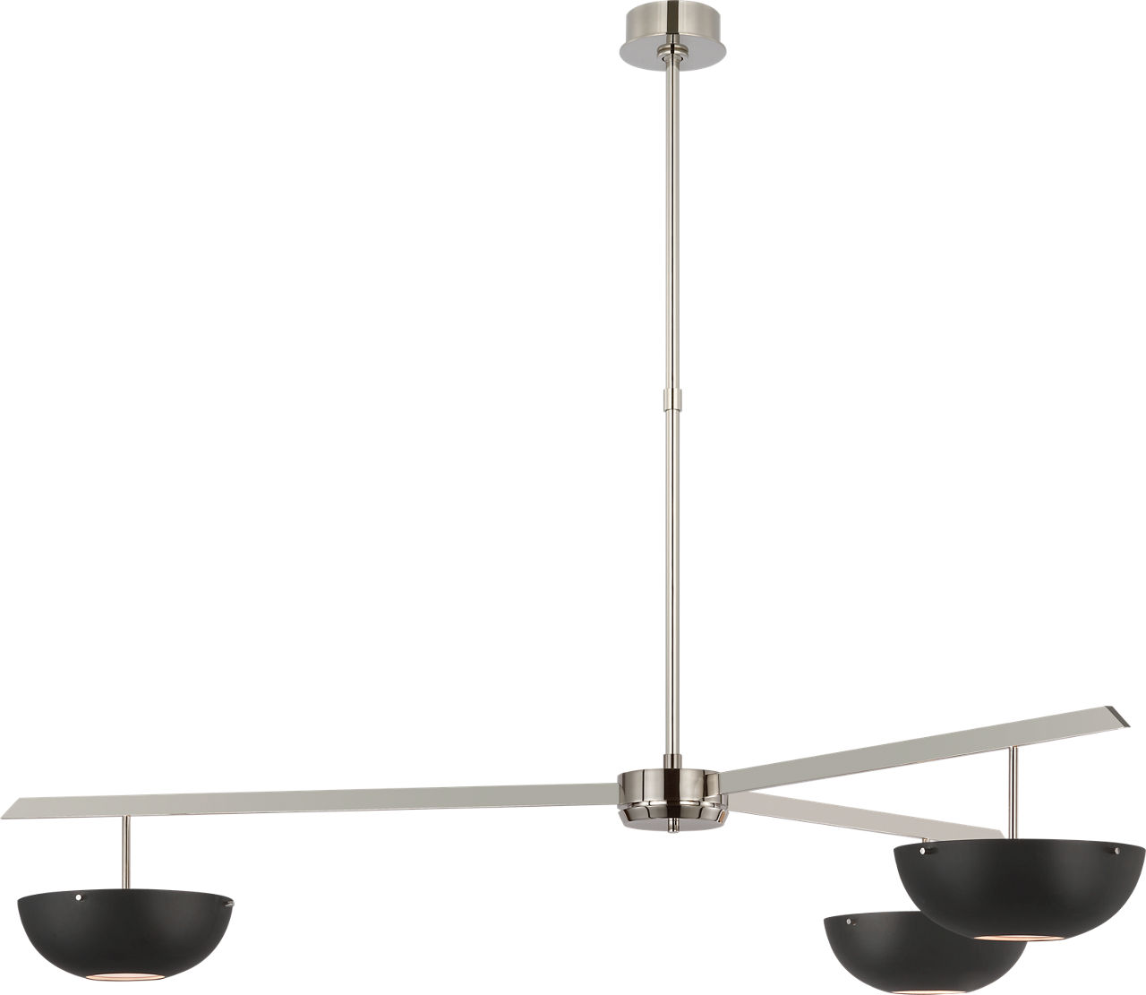 Valencia Extra Large Three Light Chandelier in Polished Nickel with Matte Black
