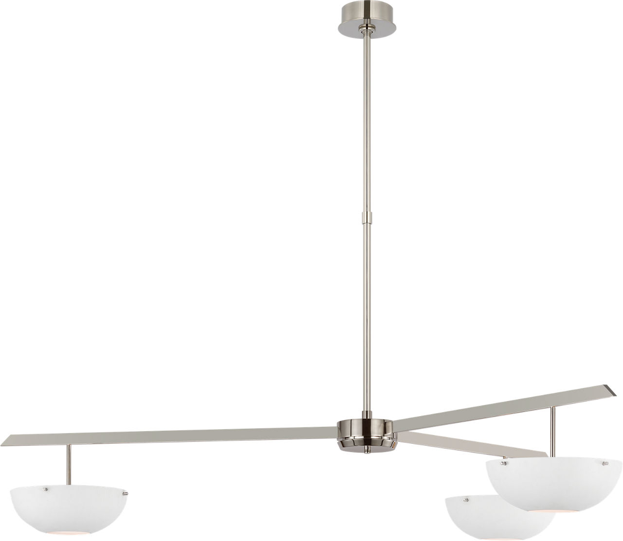 Valencia Extra Large Three Light Chandelier in Polished Nickel with Matte White
