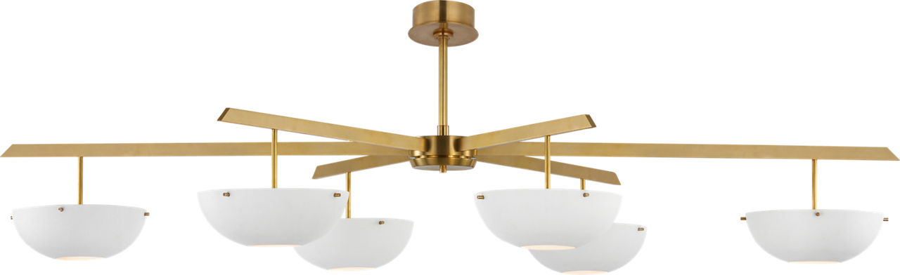 Valencia Grande Six Light Chandelier in Hand-Rubbed Antique Brass with Matte White