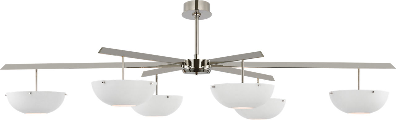 Valencia Grande Six Light Chandelier in Polished Nickel with Matte White