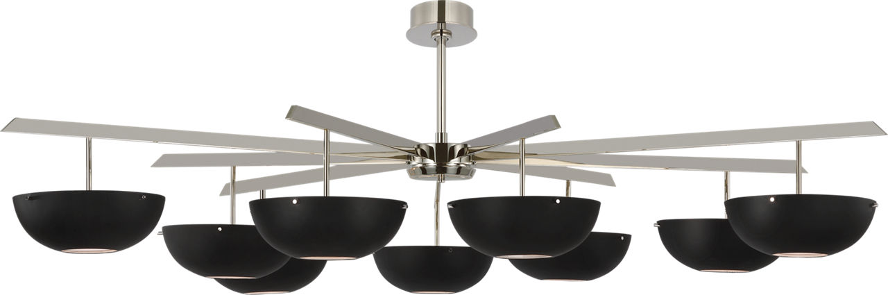 Valencia Grande Nine Light Chandelier in Polished Nickel with Matte Black
