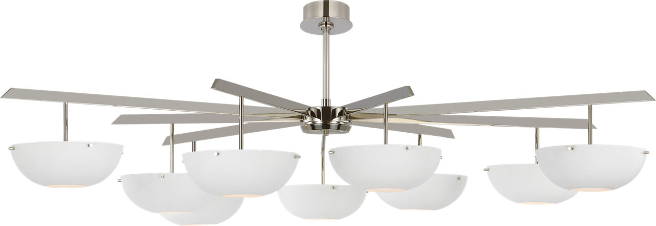 Valencia Grande Nine Light Chandelier in Polished Nickel with Matte White