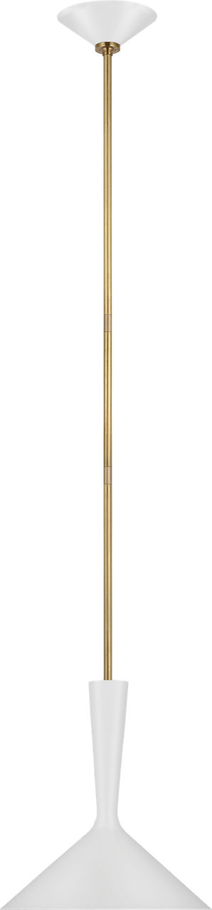 Rosetta Medium Pendant in Matte White and Hand-Rubbed Antique Brass