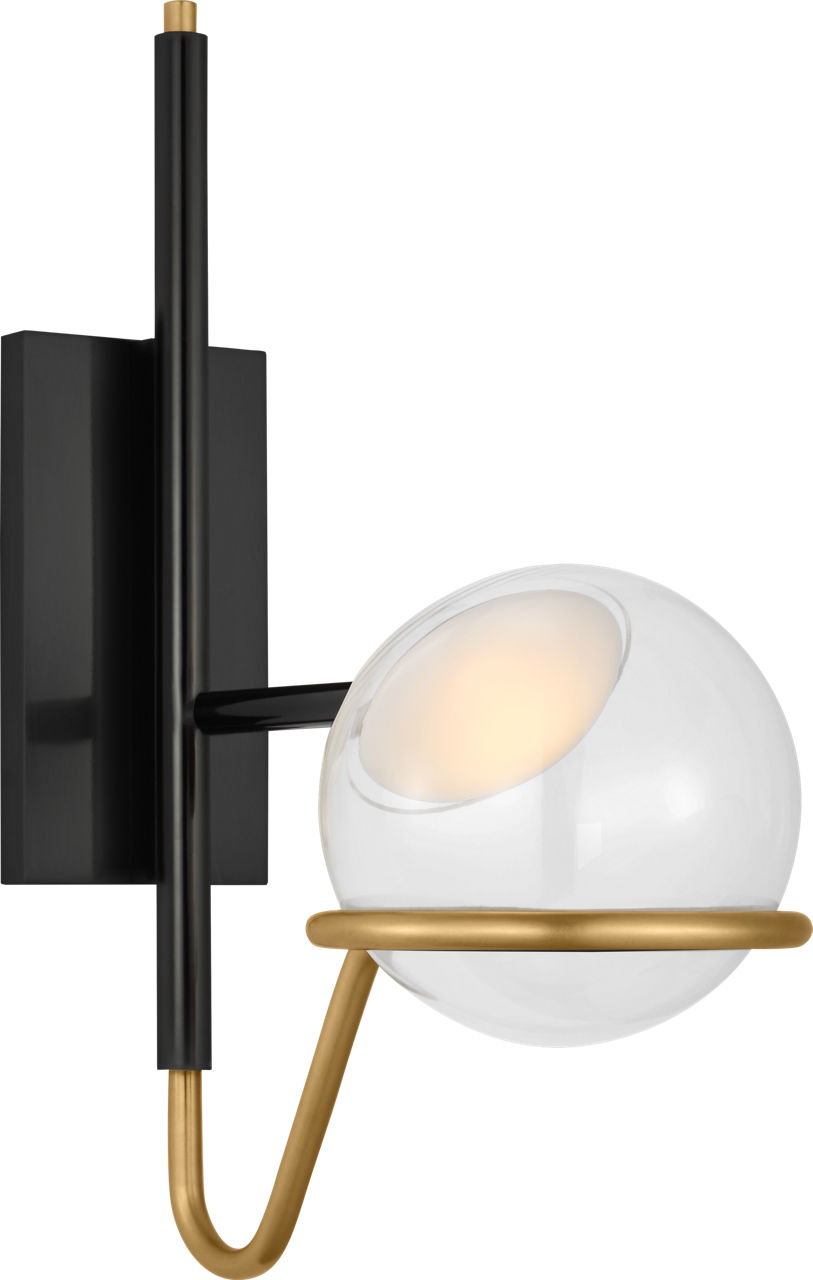 Crosby Medium Wall Sconce glossy Black/Natural Brass Integrated LED 2700K 90 CRI 120V