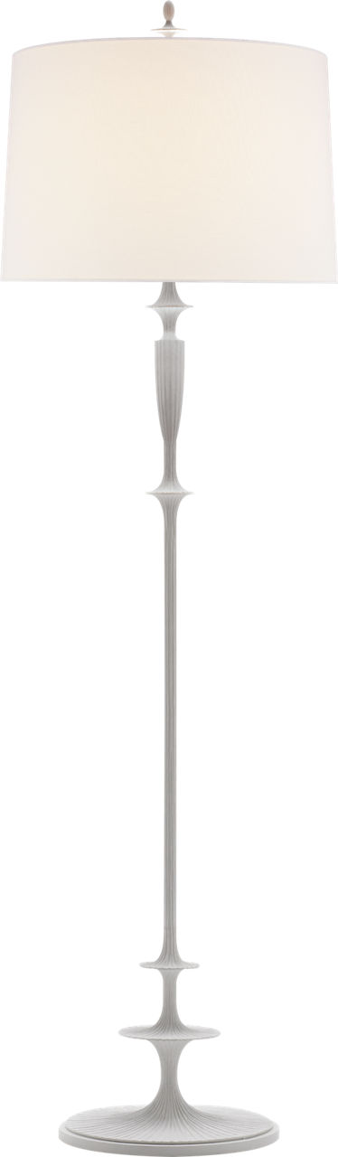 Lotus Floor Lamp in Plaster White with Linen Shade