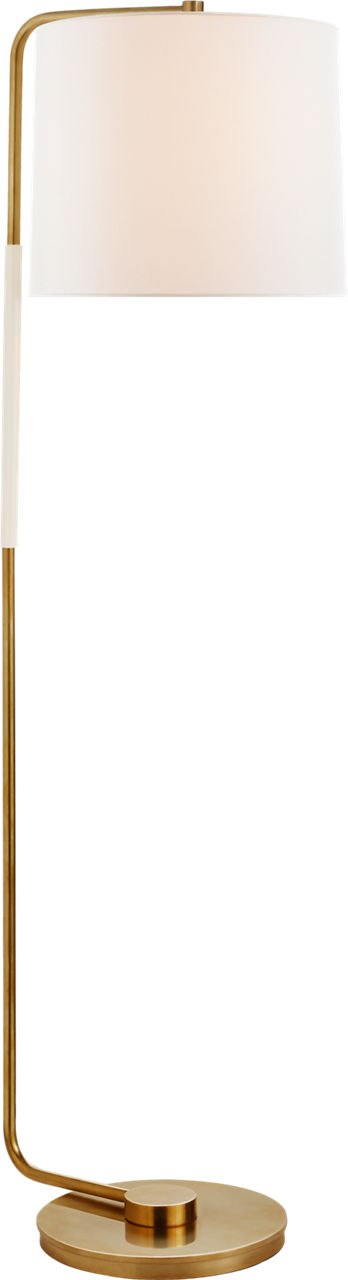 Swing Articulating Floor Lamp in Soft Brass with Linen Shade