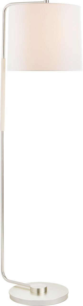 Swing Articulating Floor Lamp in Soft Silver with Linen Shade