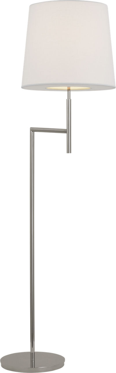 Clarion Bridge Arm Floor Lamp in Polished Nickel with Linen Shade
