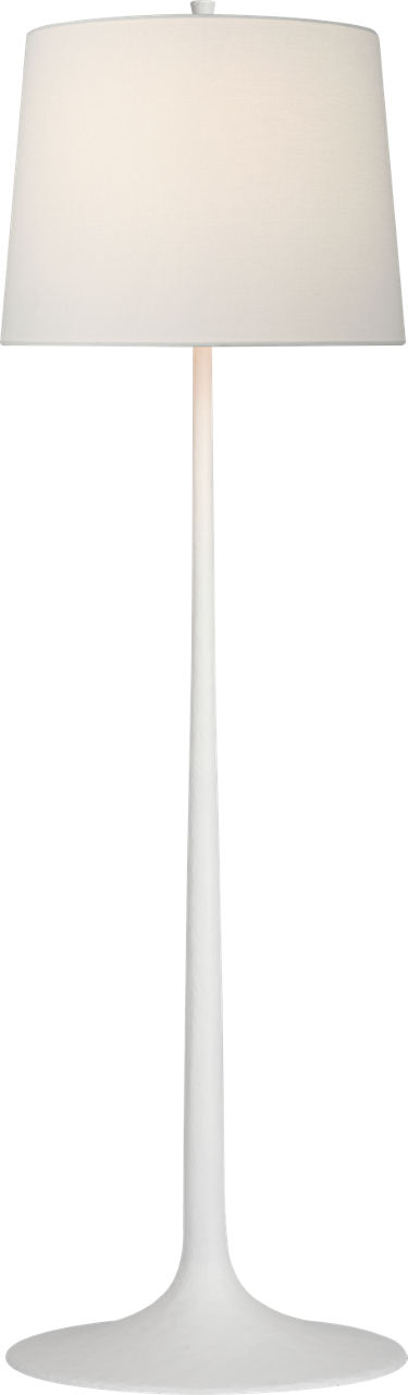 Oscar Large Sculpted Floor Lamp in Plaster White with Linen Shade