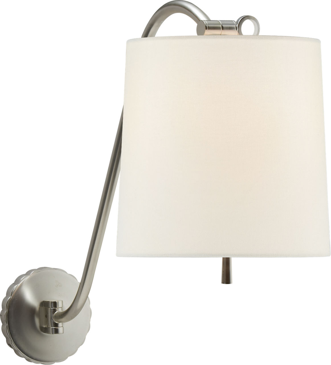 Understudy Sconce in Soft Silver with Linen Shade