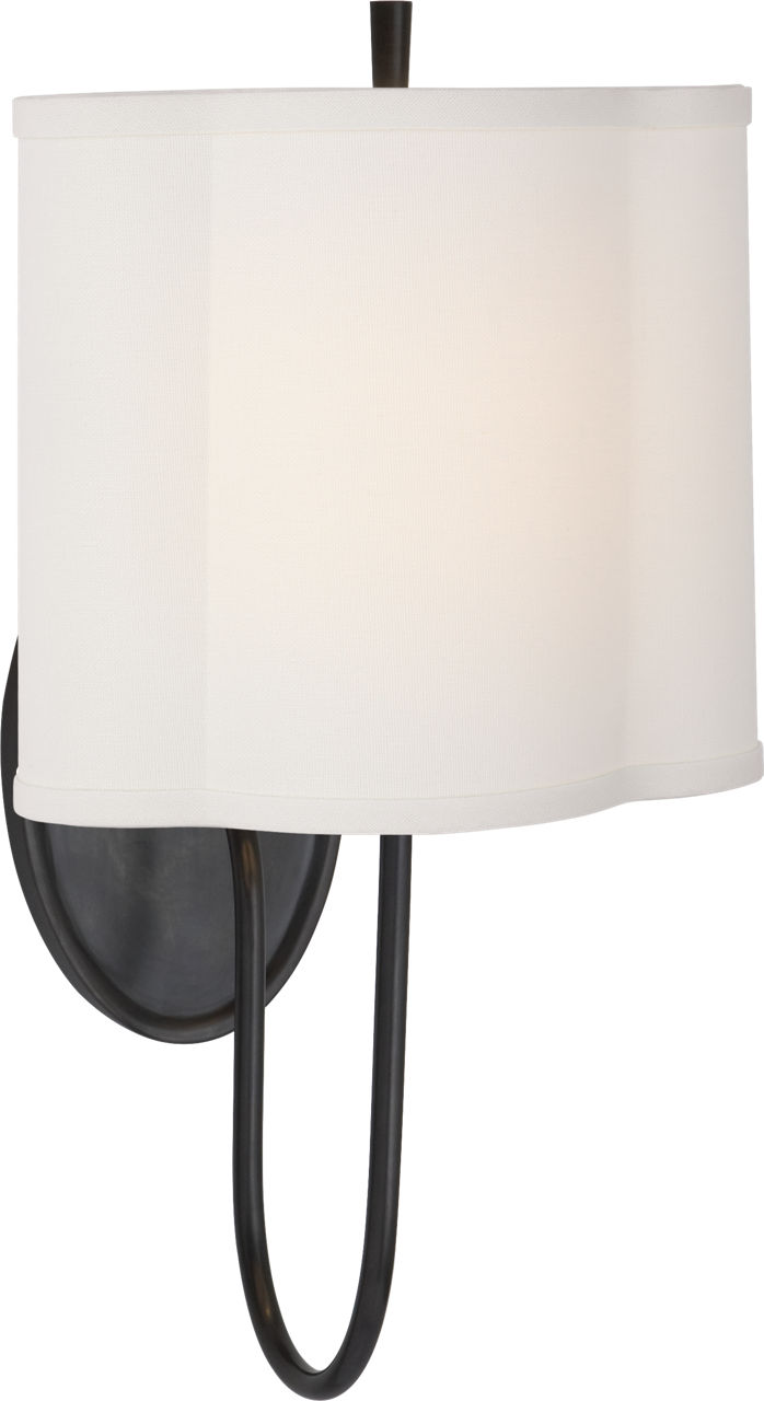 Simple Scallop Wall Sconce in Bronze with Linen Shade