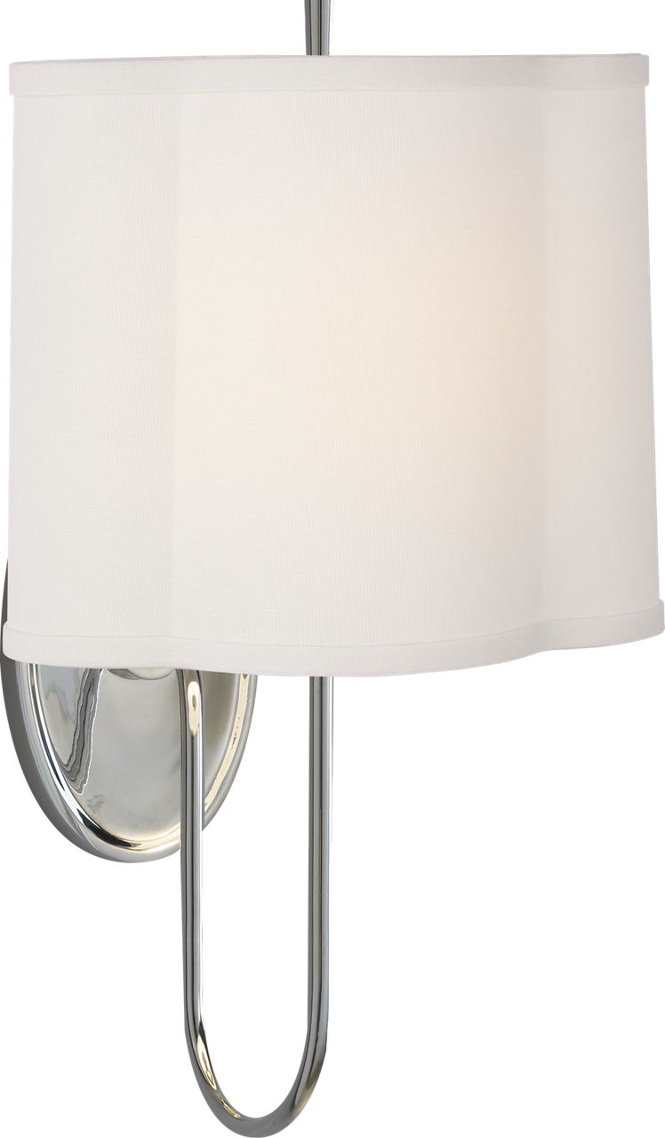 Simple Scallop Wall Sconce in Soft Silver with Linen Shade