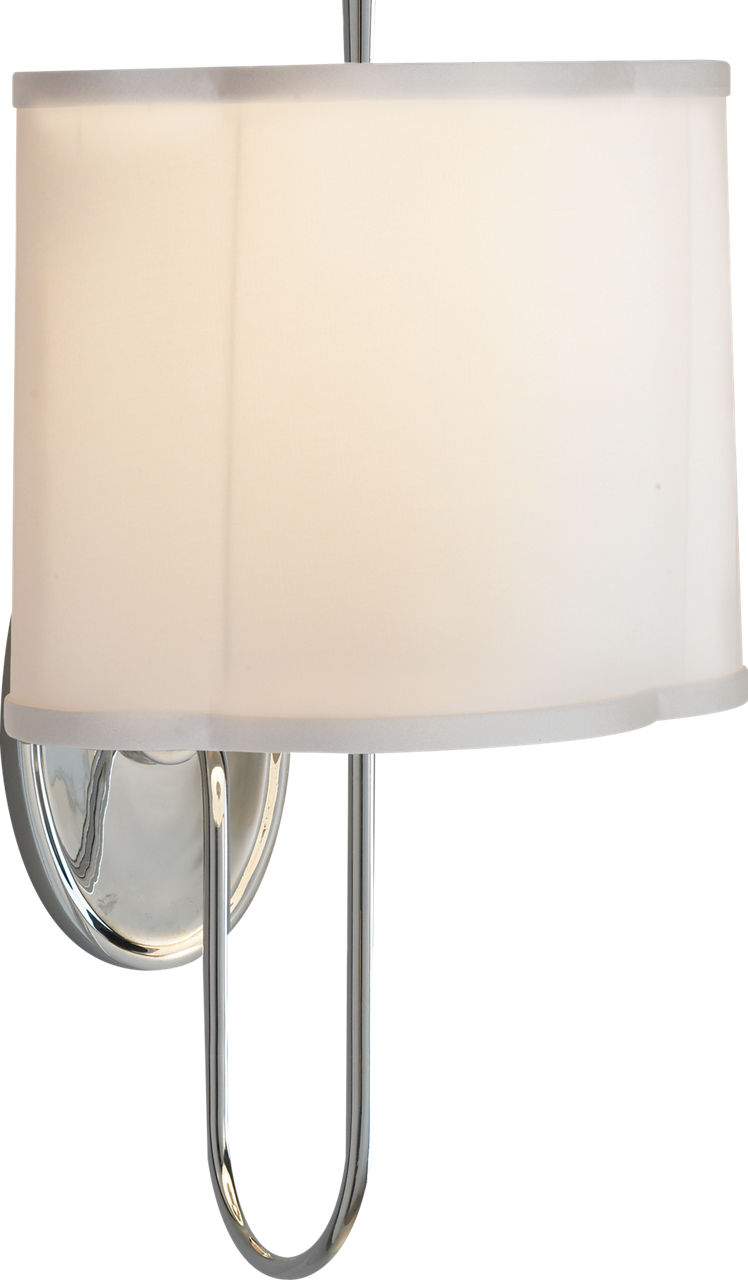 Simple Scallop Wall Sconce in Soft Silver with Silk Shade