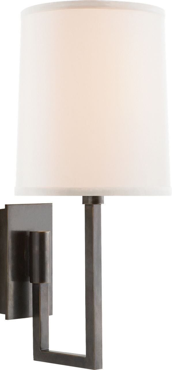 Aspect Library Sconce in Bronze with Ivory Linen Shade