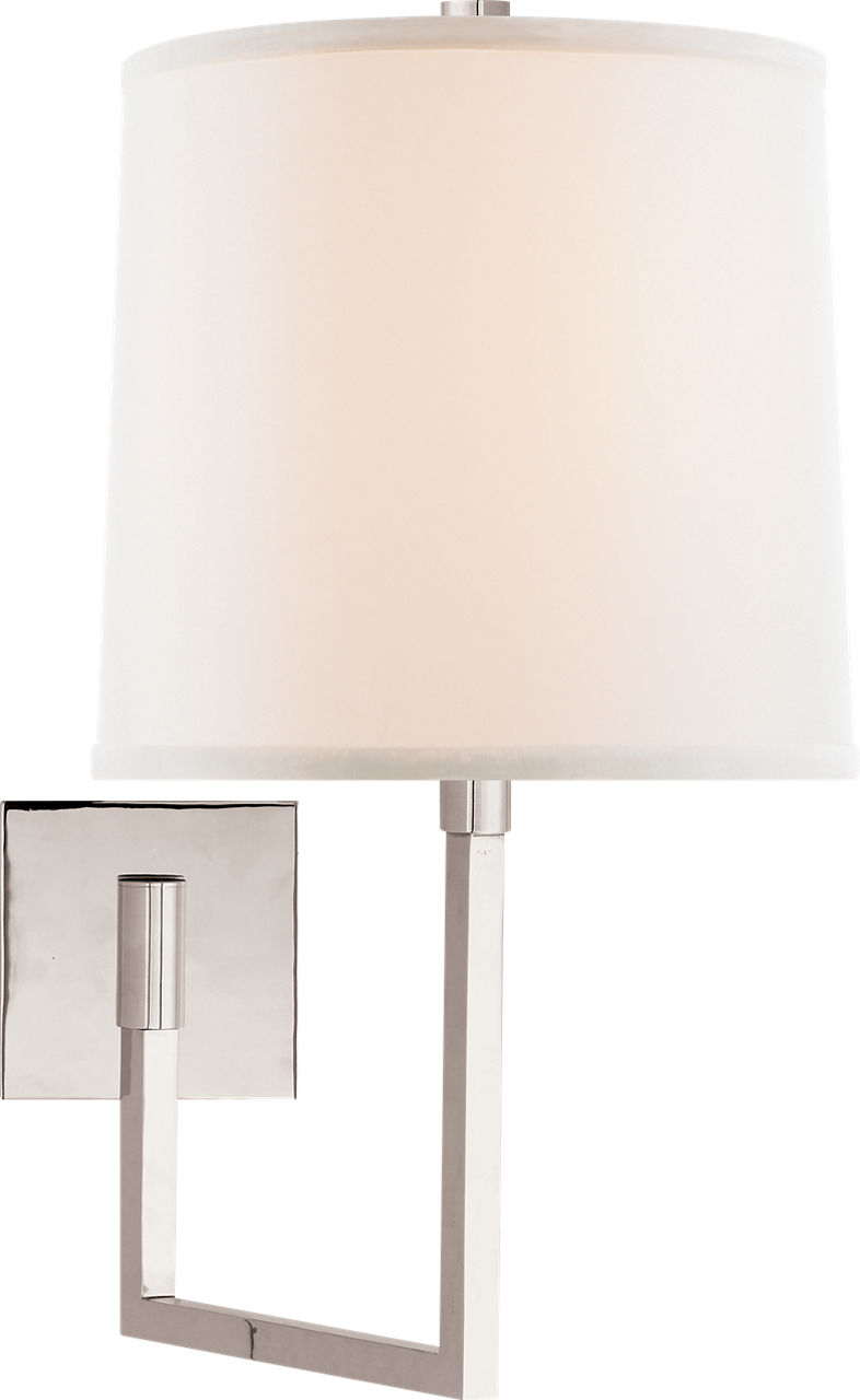 Aspect Large Articulating Sconce in Polished Nickel with Ivory Linen Shade