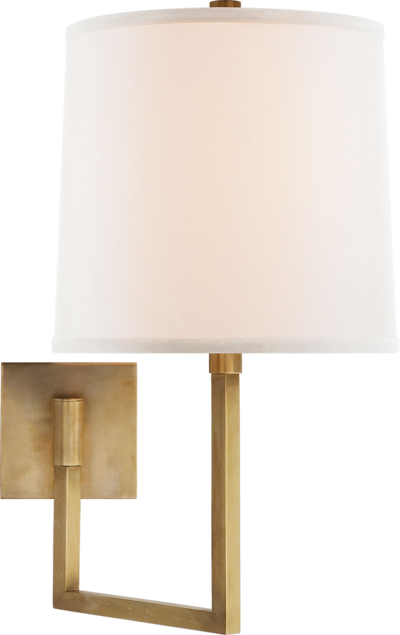 Aspect Large Articulating Sconce in Soft Brass with Ivory Linen Shade