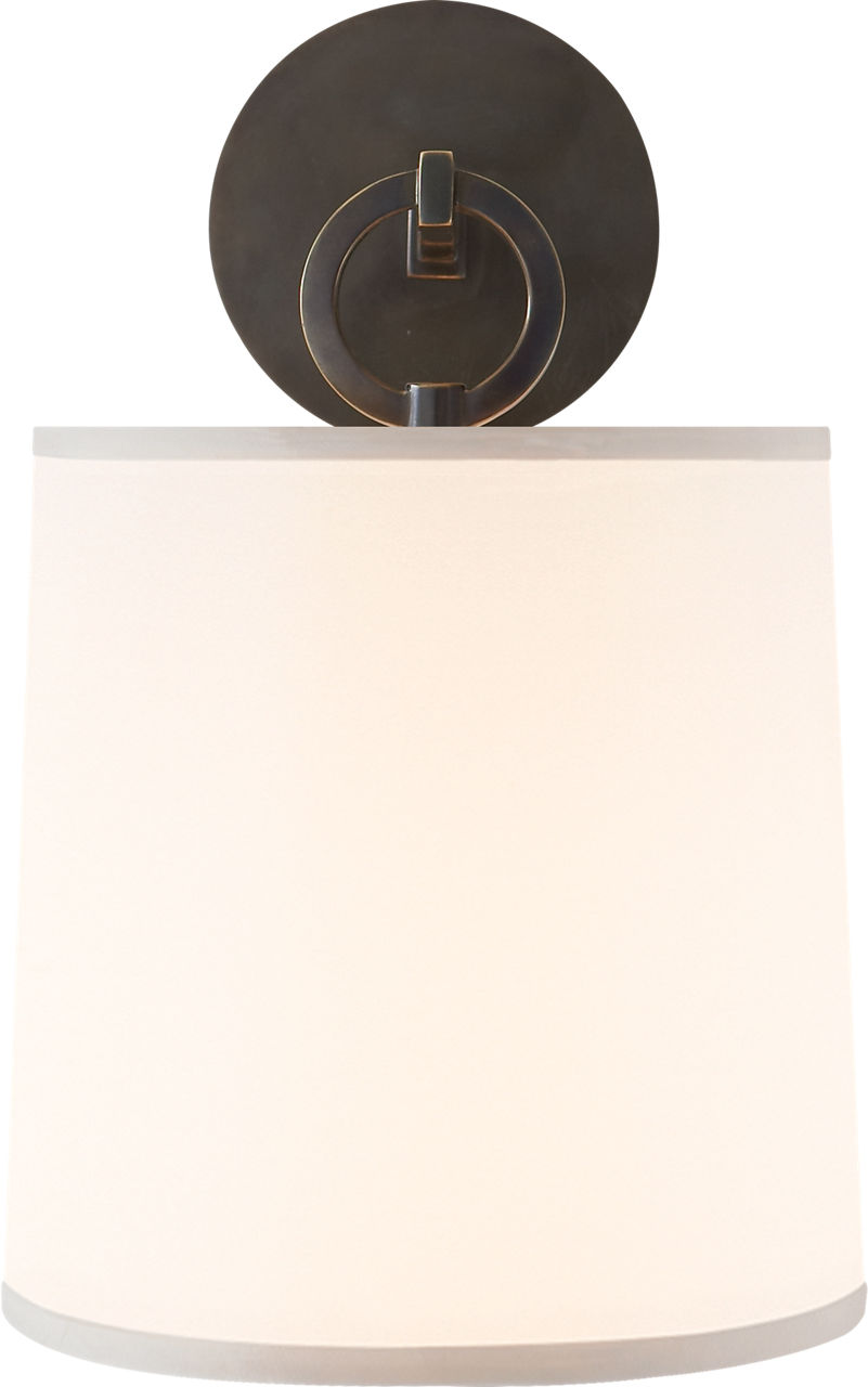 French Cuff Sconce in Bronze with Silk Shade