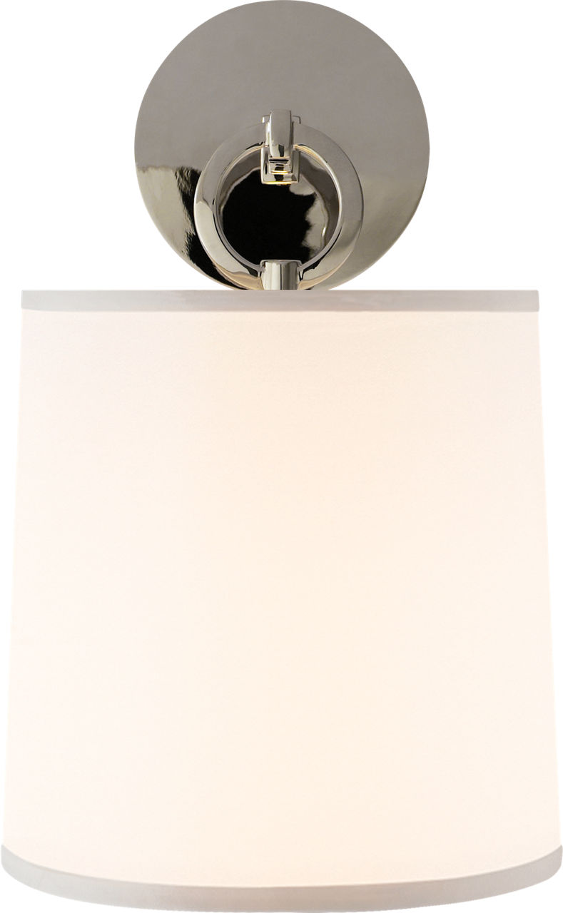 French Cuff Sconce in Polished Nickel with Silk Shade
