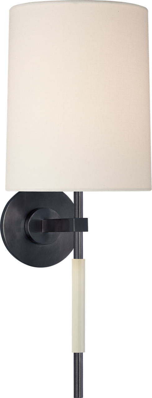 Clout Tail Sconce in Bronze with Linen Shade