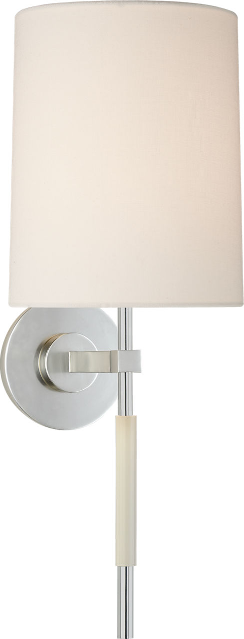 Clout Tail Sconce in Soft Silver with Linen Shade