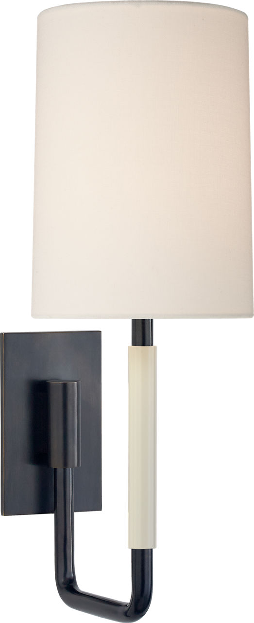 Clout Small Sconce in Bronze with Linen Shade