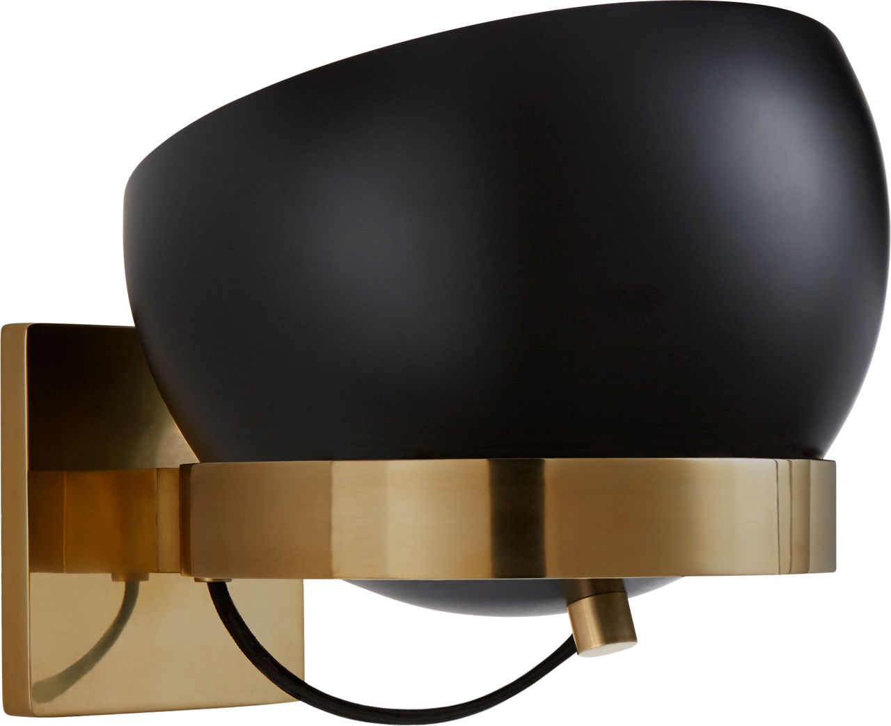 Lightwell Small Rotating Sconce in Soft Brass with Black Shade