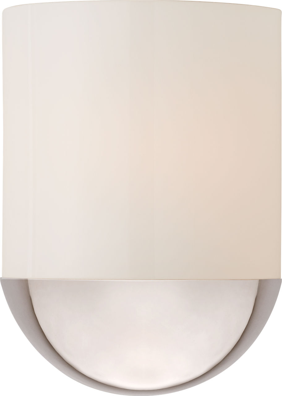 Crescent Small Sconce in Polished Nickel with White Glass