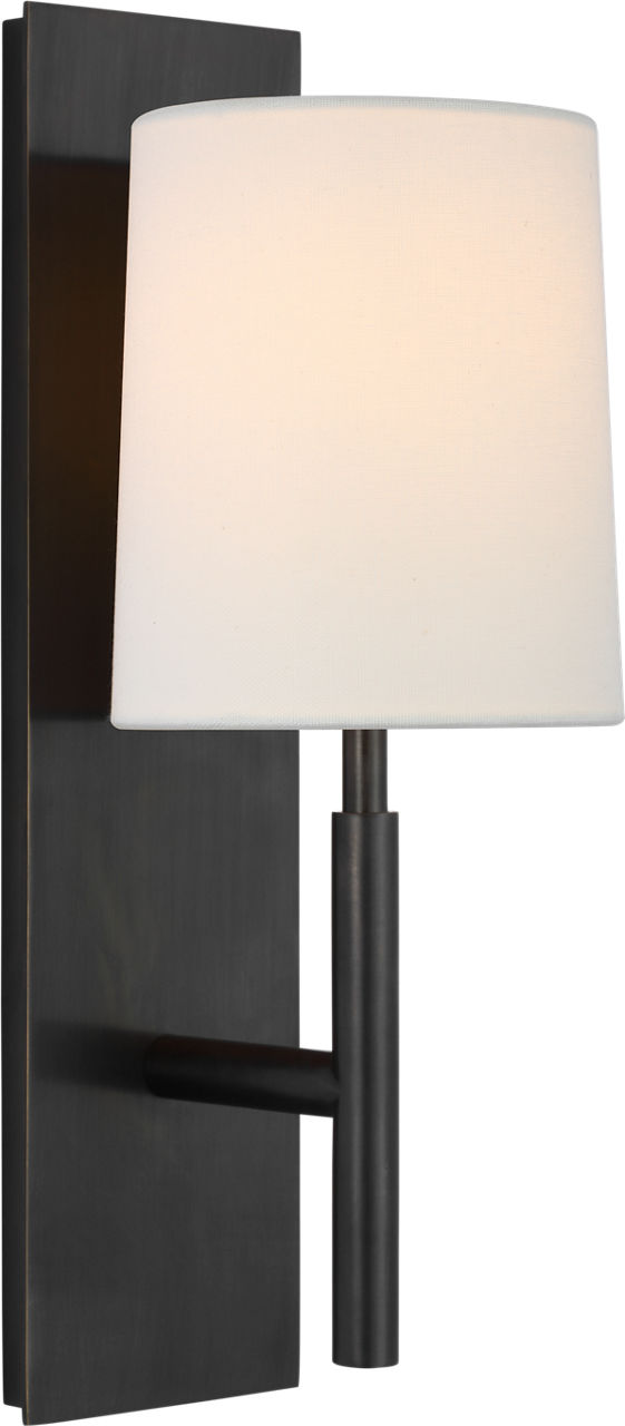 Clarion Medium Sconce in Bronze with Linen Shade