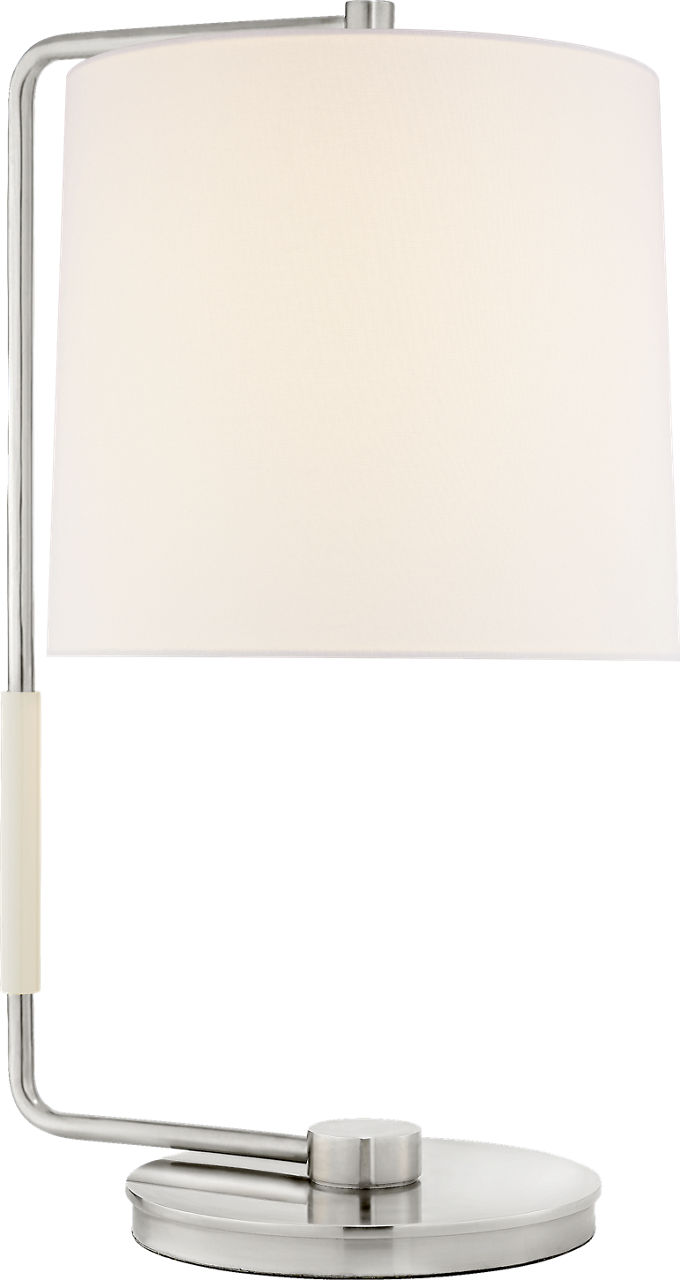 Swing Table Lamp in Soft Silver with Linen Shade