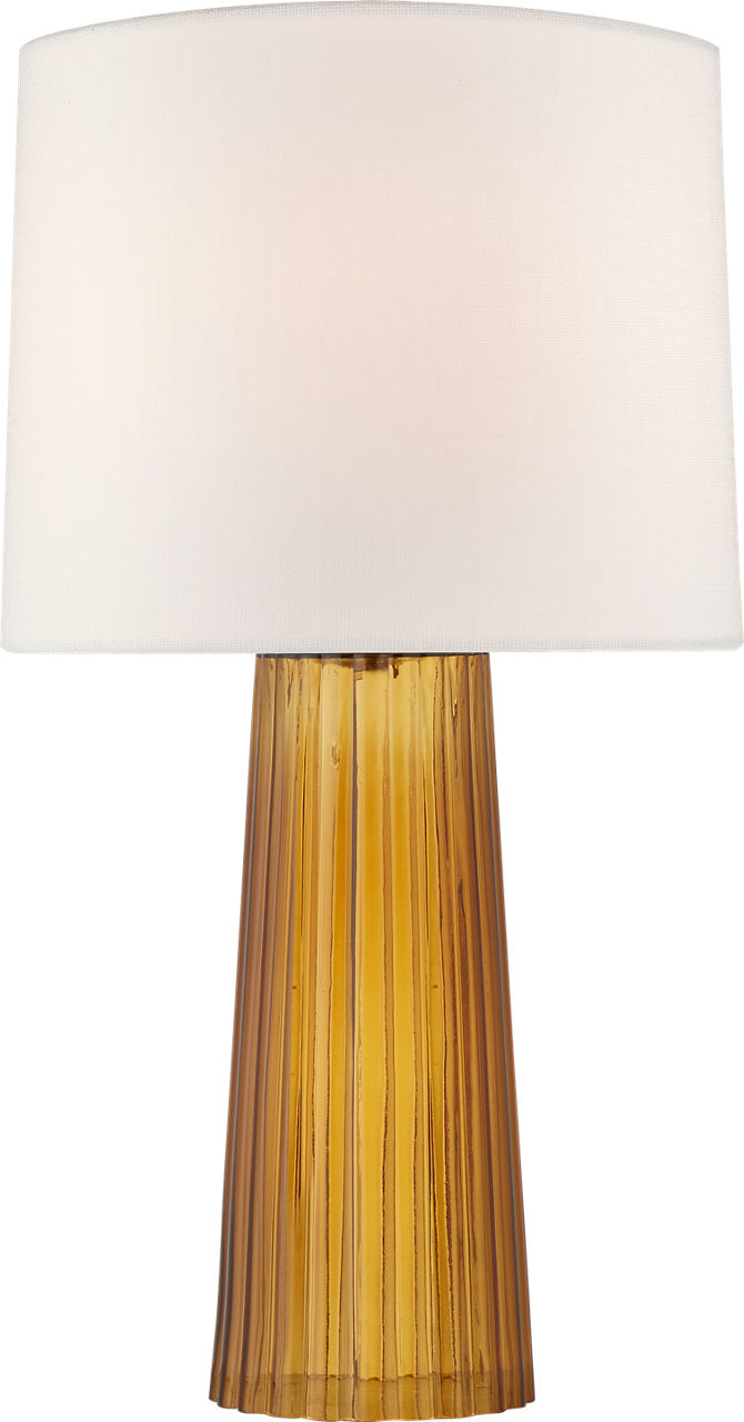 Danube Medium Table Lamp in Amber with Linen Shade
