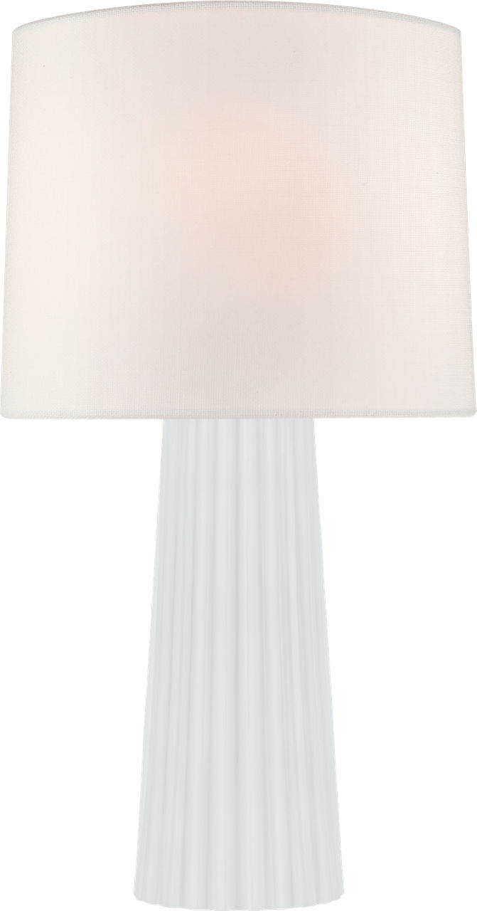Danube Medium Table Lamp in White Glass with Linen Shade