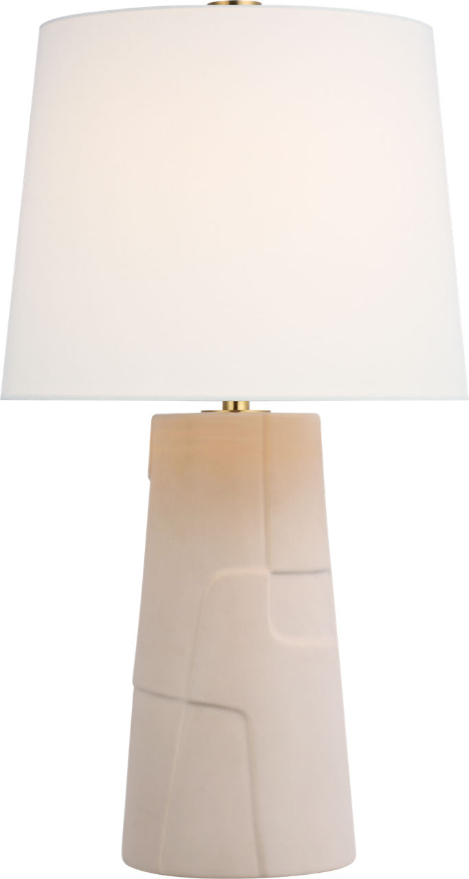Braque Medium Debossed Table Lamp in Blush with Linen Shade