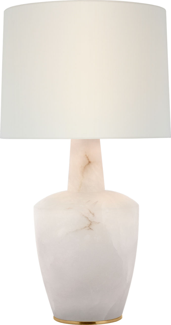 Paros 31" Table Lamp in Alabaster with Linen Drum Shade