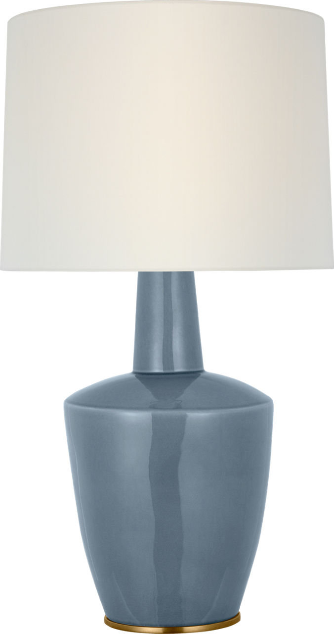 Paros 31" Table Lamp in Polar Blue Crackle with Linen Drum Shade