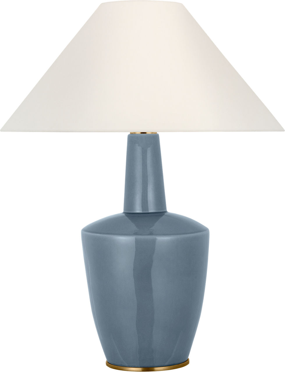 Paros 31" Table Lamp in Polar Blue Crackle with Linen Flare Shade