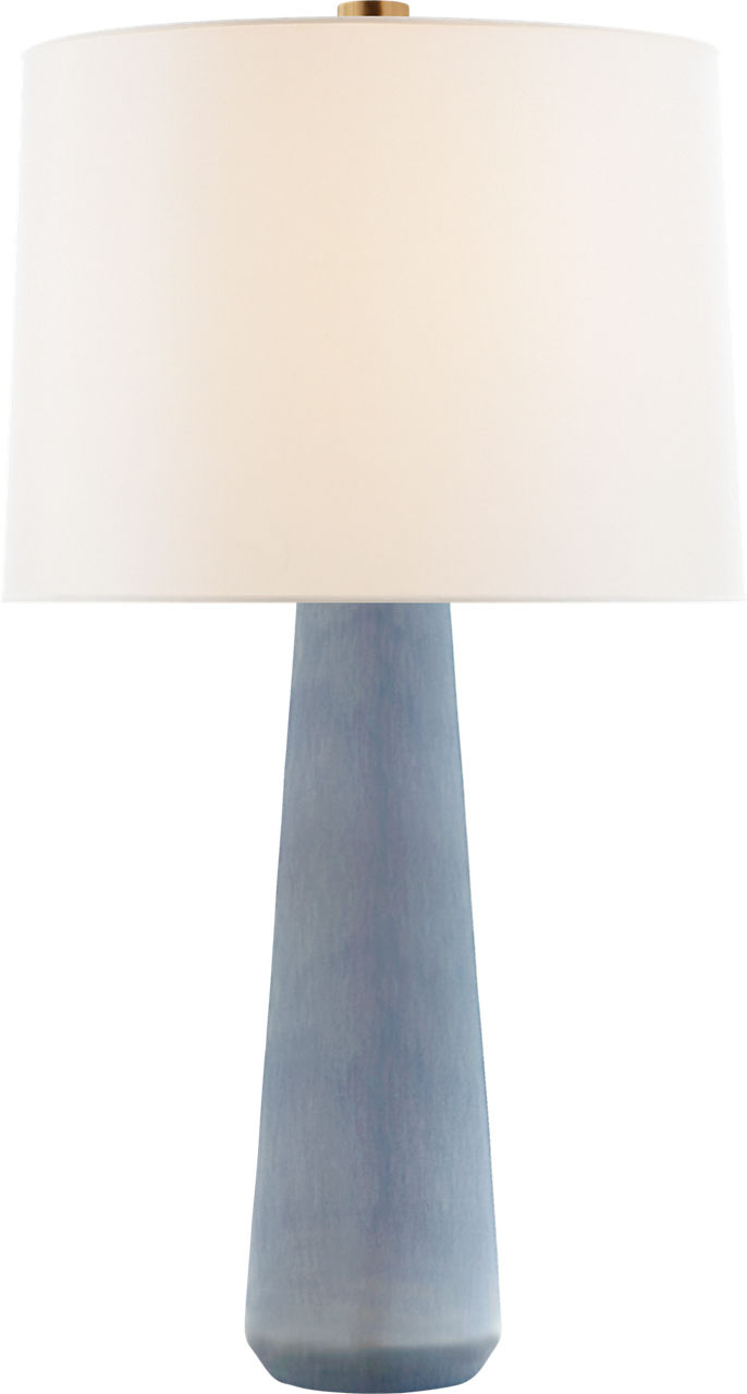 Athens Large Table Lamp in Polar Blue Crackle with Linen Shade