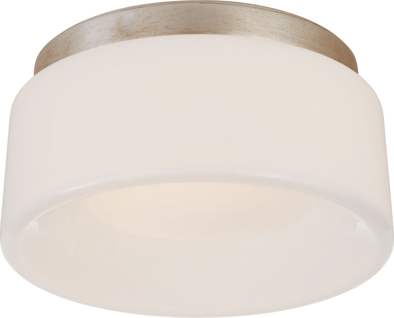 Halo 5.5" Solitaire Flush Mount in Burnished Silver Leaf with White Glass